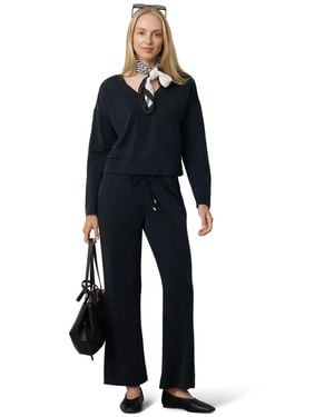 Cable & Gauge V-neck Dolman Top And Wide Leg Pant Set - Blue