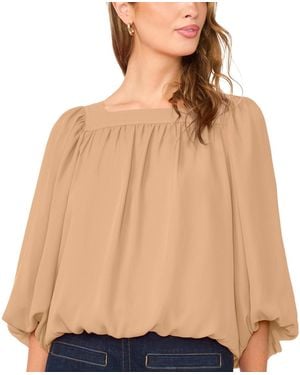 Vince Camuto 3/4-sleeve Square Neck Bubble Blouse - Natural