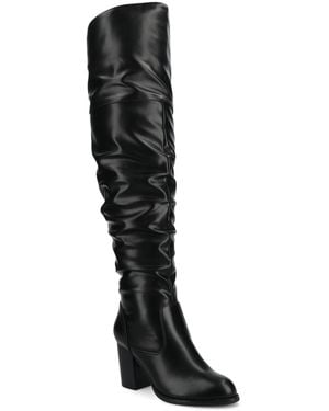 Journee Collection Kaison Stacked Heel Over The Knee Boots - Black