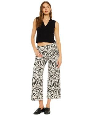 Kancan Alonso Mid Rise Printed Crop Wide-leg Jeans - Black