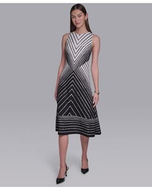 Halston Printed Sleeveless Midi Dress - Gray