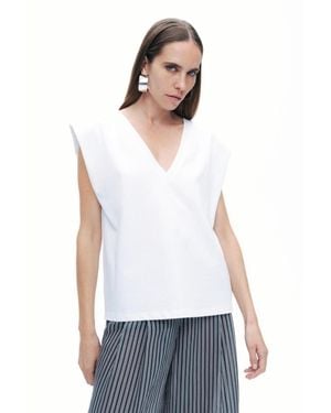 Nocturne V-neck Padded T-shirt - White