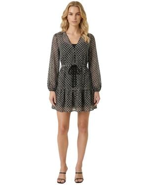 Modenaire Polka Dot Embroidered Lace Dress - Black