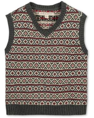 Hope & Henry Boys Organic V-neck Intarsia Sweater Vest - Gray