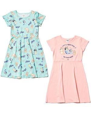 Bluey Toddler Girls Mom Dad Bingo 2 Pack Skater Dresses Toddler|child - Blue