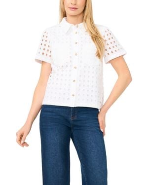 Cece Short-sleeve Collared Button-down Shirt - Blue