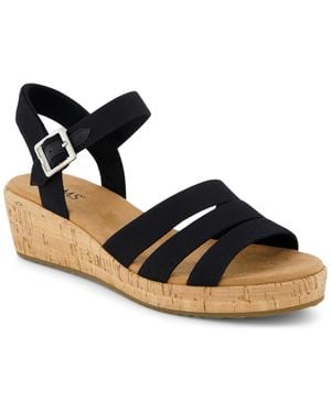 TOMS Julia Open Toe Wedge Sandals - Black