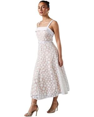 Coast Mesh Sequin Belted Midi Dress - White