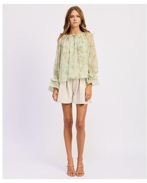 En Saison Paloma Crewneck Blouse - White