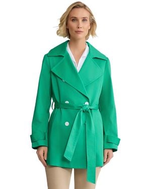Jones New York Trench Double Breasted Collared Coat in Natural | Lyst