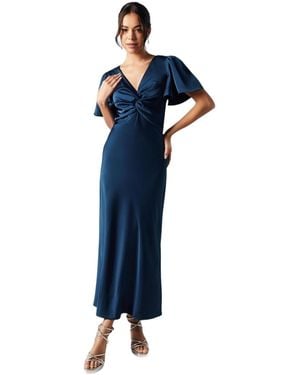 Oasis Satin Midi Bridesmaids Dress - Blue