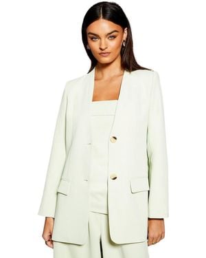 Warehouse Runway Collarless Boxy Blazer - White