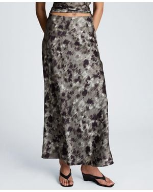 Kenneth Cole Printed Flared Maxi Skirt - Black