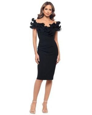 Xscape Ruffled Off The Shoulder Scuba Crepe Dress - Blue