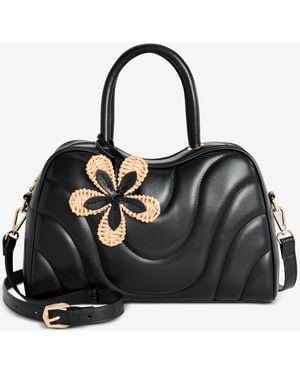 INC International Concepts Aydenn Bowler Wave Satchel Handbag - Black