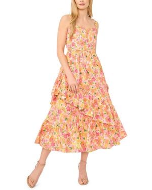 Cece Corset Asymmetrical Hem Ruffle Dress - Orange