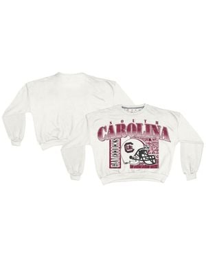 Pressbox South Carolina Gamecocks Oversized Janice Retro Waist-length Sweatshirt - White
