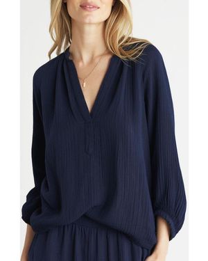 ocean + main Ocean+main Ocean+main Gauze Top - Blue