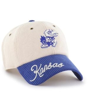 '47 Cream/royal Kansas Jayhawks Rope Script Clean Up Adjustable Hat - Blue