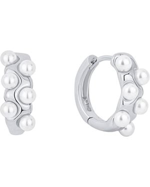 And Now This Simulated Cultivated Pearl Hinged Hoop Earrings - White