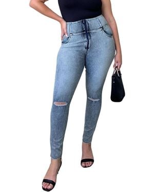 Freddy Curvy Ripped High-rise Sculpting Skinny Jeans - Blue