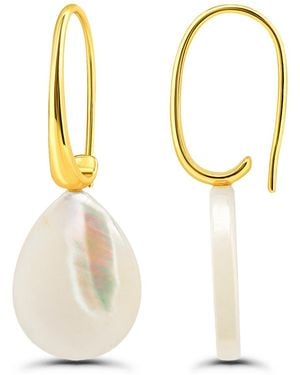 Macy's Genuine Howlite Chrysocolla Teardrop Shape Drop On Hardwire Fishhook Closure Earrings - White
