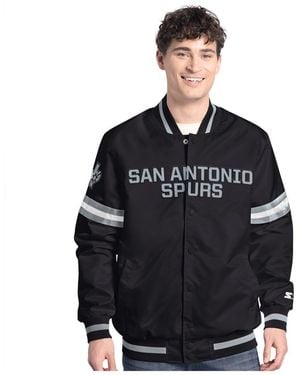 Starter Black/silver San Antonio Spurs Scout Full Snap Varsity Jacket