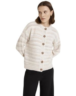 Finery London Whitney Striped Crew-neck Relaxed-fit Cardigan - Natural