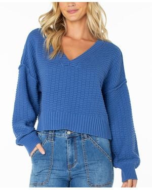 Roxy Study Hall V-neck Knit Sweater - Blue