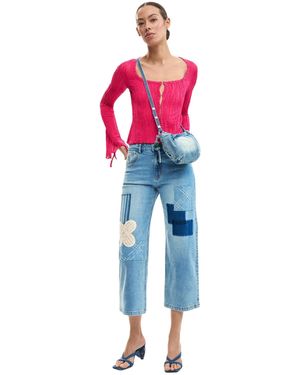 Desigual Patchwork Culotte Jeans - Pink