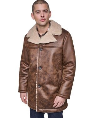Levi's Full Length Faux Shearling Jacket - Brown