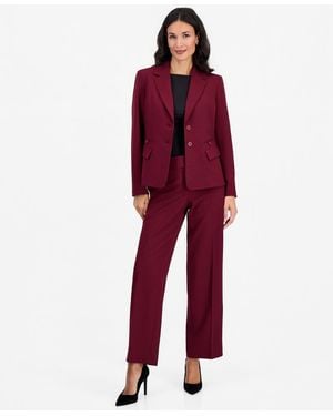 Le Suit Stretch Wide Leg 2-piece Pant Suit - Red