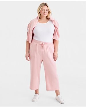Style & Co. Plus Size Luxlounge Cropped Wide Leg Pants - Pink