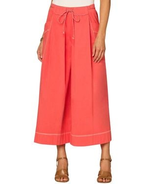 Democracy Petite Skyrise Wide Leg Crop Glider Pants - Red