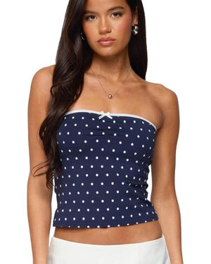 Edikted Built In Bra Polka Dot Top - Blue