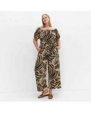 City Chic Erica Swirl Jumpsuit - Metallic