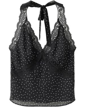 Mango Polka-dot Crop Top - Black