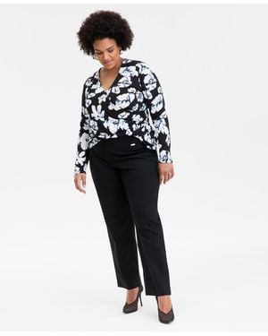 INC International Concepts Plus Size Mid-rise Pull-on Straight-leg Pants - White