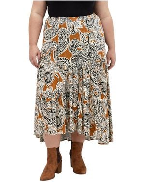City Chic Plus Size Misha Print Skirt - Natural
