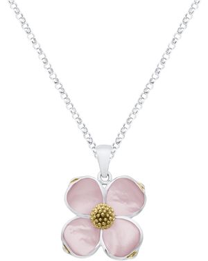 Macy's Pink Pearl Dogwood Pendant Necklace