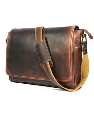 Aaron Leather Goods Leather Messenger Bag - Brown