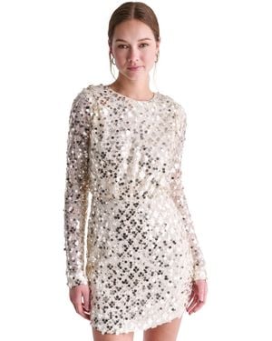 BCBGMAXAZRIA Sequin Crewneck Mini Dress - White
