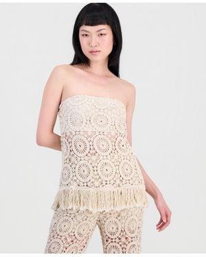 And Now This Cotton Crochet Strapless Top - Pink