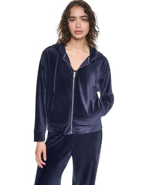 DKNY Full Zip Velour Hoodie - Blue