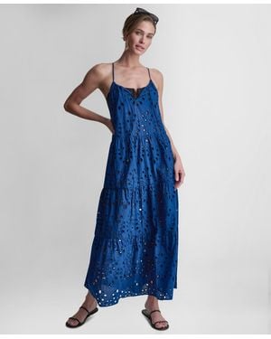 DKNY Tiered Maxi Dress Swim Cover-up - Blue