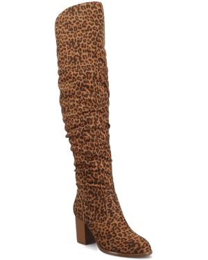 Journee Collection Kaison Stacked Heel Over The Knee Boots - Brown