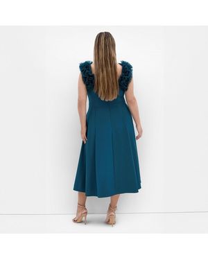 City Chic Plus Size Embroidered Tulle Dress in Black | Lyst