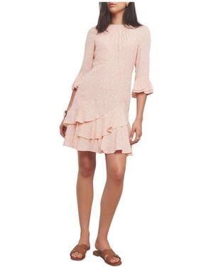 Mint Velvet Floral Print Ruffle Mini Dress - Pink