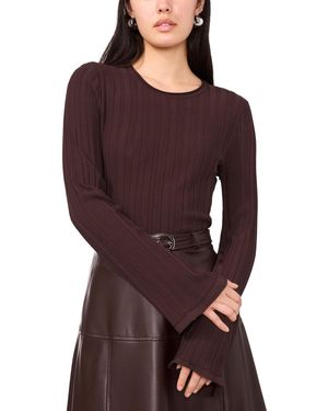 1.STATE Ribbed Bell Sleeve Cropped Crewneck Top - Purple