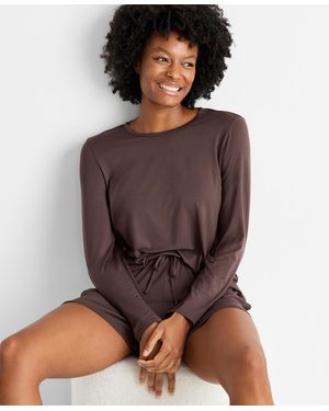 Macy's State Of Day Crewneck Long-sleeve Short Pajama Set - Red
